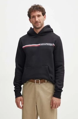 Tommy Hilfiger bluza męska kolor czarny z kapturem z nadrukiem MW0MW36737