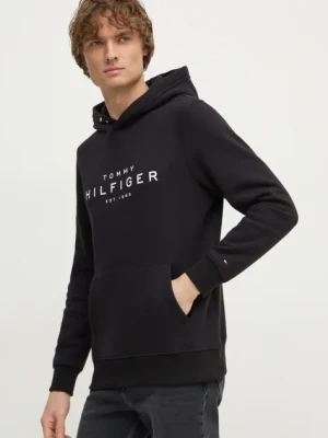 Tommy Hilfiger bluza męska kolor czarny z kapturem z nadrukiem MW0MW37455