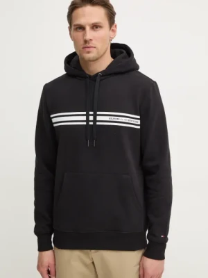Tommy Hilfiger bluza męska kolor czarny z kapturem z nadrukiem MW0MW38332