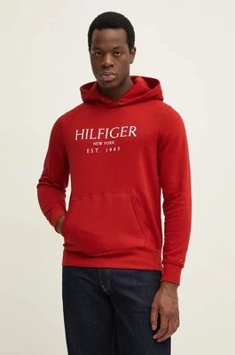 Tommy Hilfiger bluza męska kolor czerwony z kapturem z nadrukiem MW0MW35523