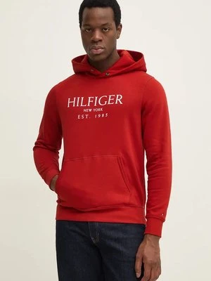 Tommy Hilfiger bluza męska kolor czerwony z kapturem z nadrukiem MW0MW35523