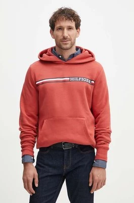 Tommy Hilfiger bluza męska kolor czerwony z kapturem z nadrukiem MW0MW36737