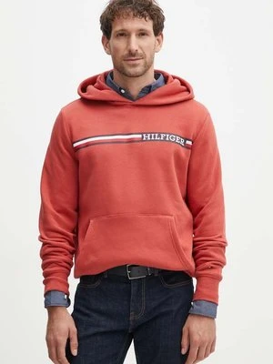 Tommy Hilfiger bluza męska kolor czerwony z kapturem z nadrukiem MW0MW36737