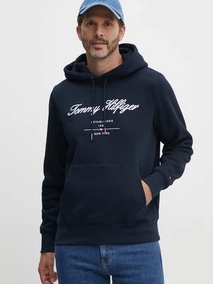 Tommy Hilfiger bluza męska kolor granatowy z kapturem z aplikacją MW0MW33631