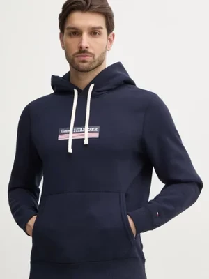 Tommy Hilfiger bluza męska kolor granatowy z kapturem z nadrukiem MW0MW38331