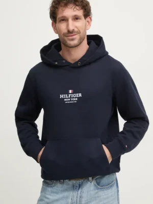 Tommy Hilfiger bluza męska kolor granatowy z kapturem z nadrukiem MW0MW39050