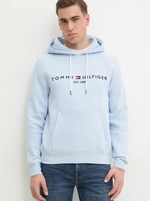 Tommy Hilfiger bluza męska kolor niebieski z kapturem z aplikacją