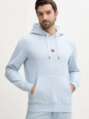 Tommy Hilfiger bluza męska kolor niebieski z kapturem z aplikacją MW0MW11599