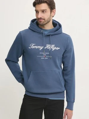 Tommy Hilfiger bluza męska kolor niebieski z kapturem z aplikacją MW0MW33631