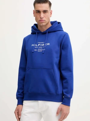 Tommy Hilfiger bluza męska kolor niebieski z kapturem z nadrukiem MW0MW40864