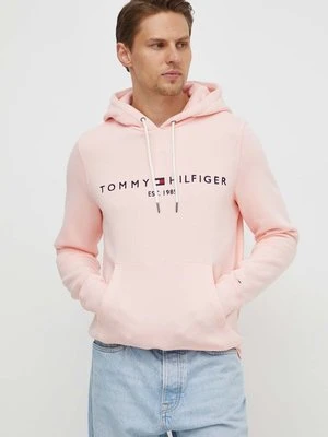 Tommy Hilfiger bluza męska kolor różowy z kapturem z aplikacją MW0MW11599