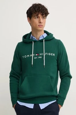 Tommy Hilfiger bluza męska kolor zielony z kapturem z aplikacją