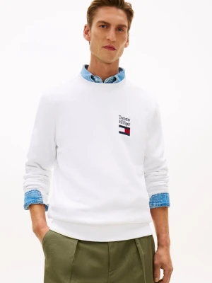 Tommy Hilfiger Bluza męska Mężczyźni biały jednolity,