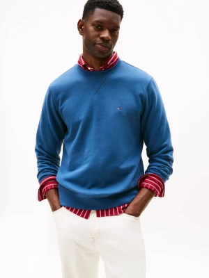 Tommy Hilfiger Bluza męska Mężczyźni Materiał dresowy niebieski jednolity,