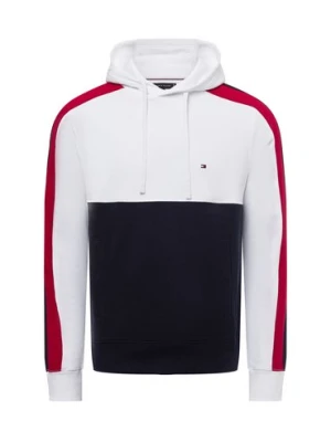 Tommy Hilfiger Bluza męska z kapturem - GLOBAL STRIPE BLOCK Mężczyźni Bawełna biały|niebieski|czerwony w paski,