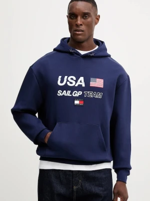 Tommy Hilfiger bluza x SAIL GP męska kolor granatowy z kapturem z nadrukiem MW0MW41416