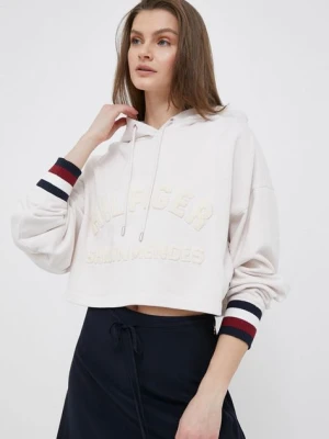 Zdjęcie produktu Tommy Hilfiger bluza x Shawn Mendes damska kolor beżowy z kapturem wzorzysta