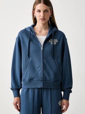 Tommy Hilfiger bluza z kapturem damska z bawełną niebieski