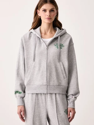 Tommy Hilfiger bluza z kapturem damska z bawełną szary