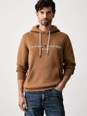 Tommy Hilfiger bluza z kapturem męska z bawełną brązowy