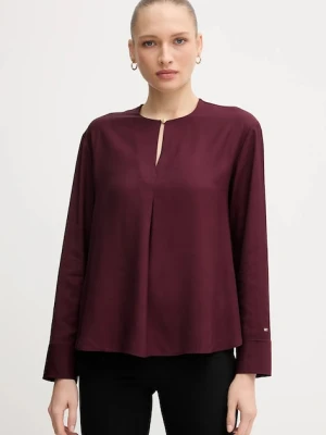 Tommy Hilfiger bluzka damska kolor bordowy gładka WW0WW47339