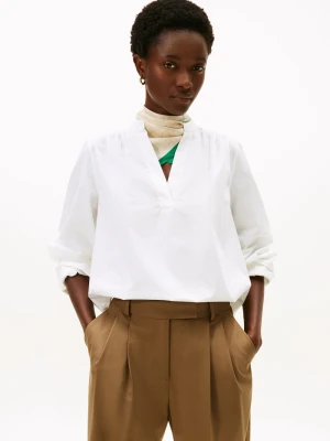 Tommy Hilfiger Bluzka damska tunika Kobiety Bawełna biały jednolity,