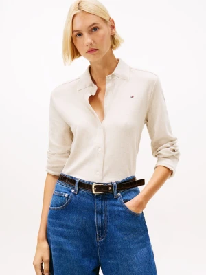 Tommy Hilfiger Bluzka damska z dżerseju Kobiety Bawełna beżowy marmurkowy,