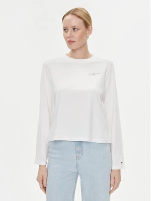 Tommy Hilfiger Bluzka Mini Corp Logo WW0WW39784 Écru Relaxed Fit