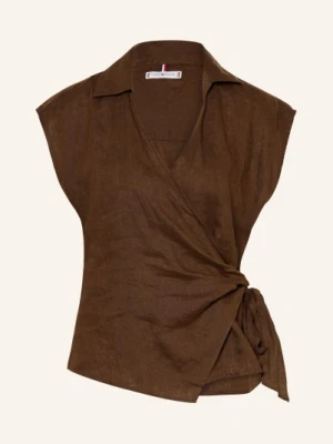 Tommy Hilfiger Bluzka Z Lnu braun