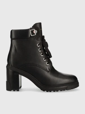 Tommy Hilfiger botki Outdoor Heel Lace Up Boot damskie kolor czarny na słupku