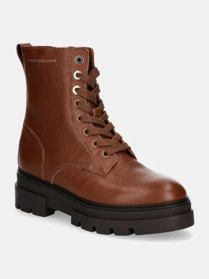Tommy Hilfiger botki skórzane BICOLOR LEATHER LACE-UP brązowy