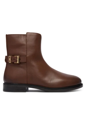 Tommy Hilfiger Botki Th Buckle Leather Ankle Boot FW0FW09486 Brązowy