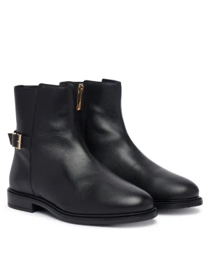 Tommy Hilfiger Botki Th Buckle Leather Ankle Boot FW0FW09486 Czarny