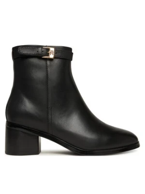 Tommy Hilfiger Botki Th Buckle Riding Mid Heel Bootie FW0FW08859 Czarny