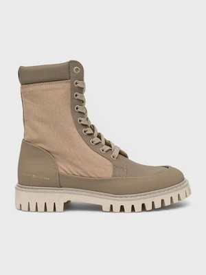 Tommy Hilfiger botki TH Casual Lace Up Boot damskie kolor beżowy na płaskim obcasie