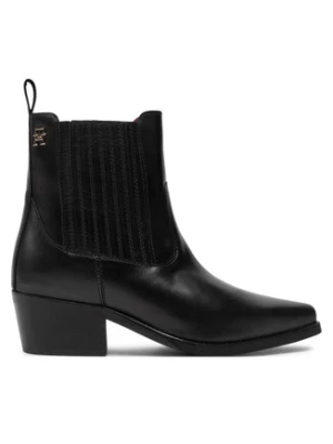 Tommy Hilfiger Botki Th Leather Cowboy Boot FW0FW08033 Czarny