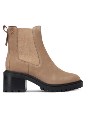 Tommy Hilfiger Botki Th Nubuck Chelsea Cleated Heel FW0FW09158 Beżowy