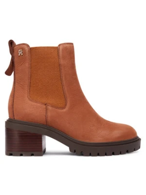 Tommy Hilfiger Botki Th Nubuck Chelsea Cleated Heel FW0FW09158 Brązowy