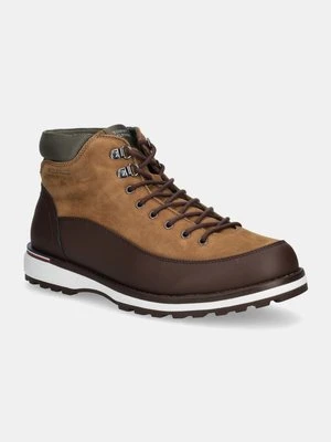 Tommy Hilfiger buty CORPORATE OUTDOOR NUBUCK BOOT męskie kolor brązowy FM0FM05190