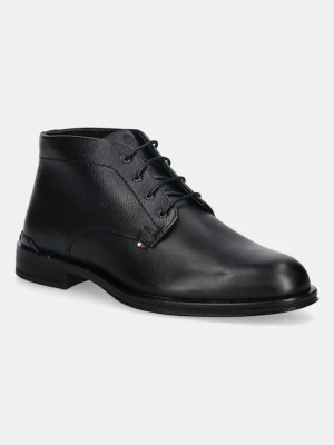 Tommy Hilfiger buty skórzane CORPORATE HILFIGER LTH BOOT męskie kolor czarny FM0FM05697