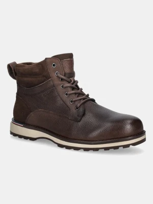 Tommy Hilfiger buty skórzane CORPORATE W LTH LACE BOOT męskie kolor brązowy FM0FM05606