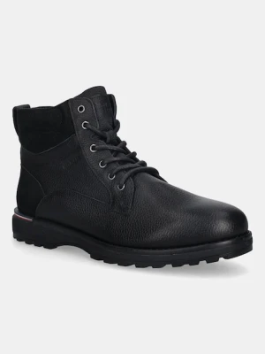 Tommy Hilfiger buty skórzane CORPORATE W LTH LACE BOOT męskie kolor czarny FM0FM05606