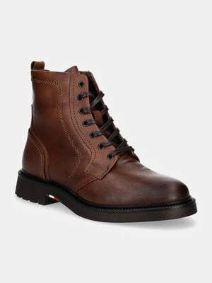 Tommy Hilfiger buty skórzane HILFIGER COMFORT LWT LTH BOOT męskie kolor brązowy FM0FM05183