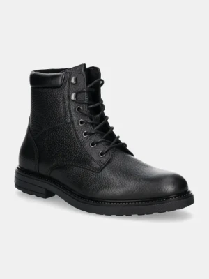 Tommy Hilfiger buty skórzane HILFIGER OUTDOOR WARM LTH BOOT męskie kolor czarny FM0FM05192