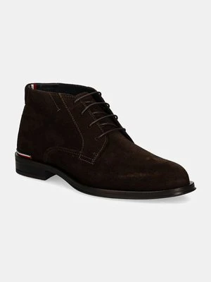 Tommy Hilfiger buty zamszowe CORE RWB HILFIGER SUEDE L BOOT męskie kolor brązowy FM0FM04805