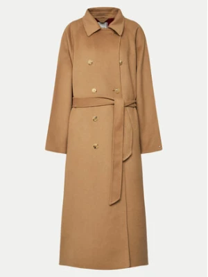 Tommy Hilfiger Curve Płaszcz wełniany WW0WW37520 Brązowy Regular Fit