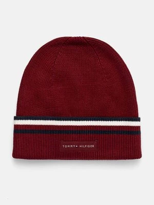 Tommy Hilfiger czapka bawełniana kolor bordowy bawełniana AM0AM12983