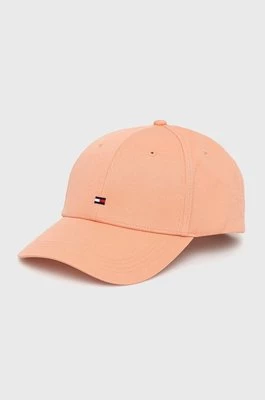 Tommy Hilfiger czapka bawełniana kolor pomarańczowy gładka