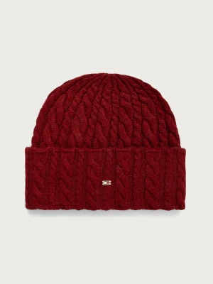Tommy Hilfiger czapka beanie damska z wełną bordowy