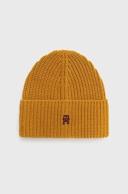 Tommy Hilfiger czapka wełniana kolor żółty wełniana